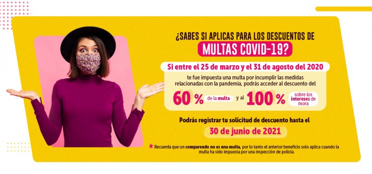 Regístrese hasta el 30 de junio para beneficiarse de descuentos en multas por incumplimiento de decretos para contener COVID- 19 