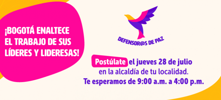 Distrito invita a jornada de inscripción masiva de candidatos a I Premio de Defensoras y Defensores de Paz