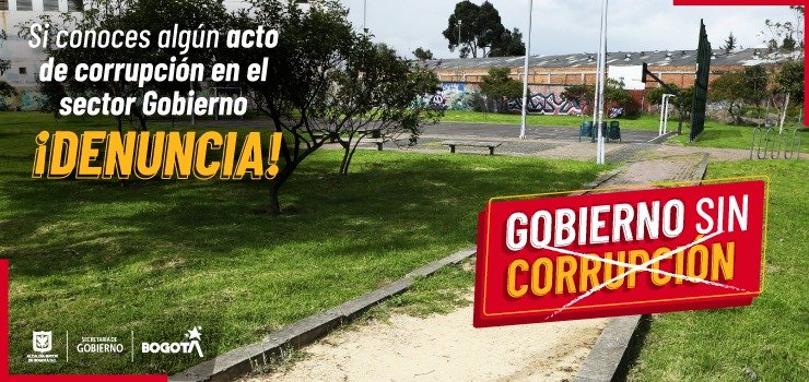 Foto de parque con texto de información sobre la Campaña Gobierno sin Corrupción Juntos construiremos un #GobiernoSinCorrupción